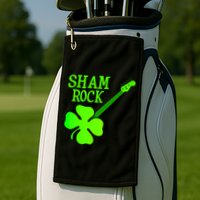 Shamrock Rocks Guitar Irish Clover Golf Towel