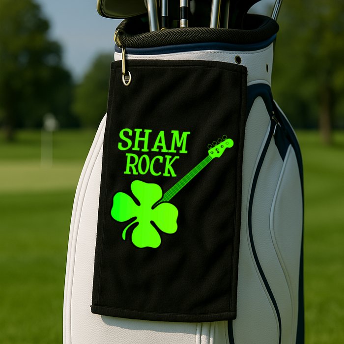 Shamrock Rocks Guitar Irish Clover Golf Towel