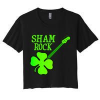 Shamrock Rocks Guitar Irish Clover Women's Crop Top Tee