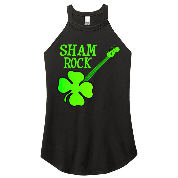 Shamrock Rocks Guitar Irish Clover Women's Perfect Tri Rocker Tank