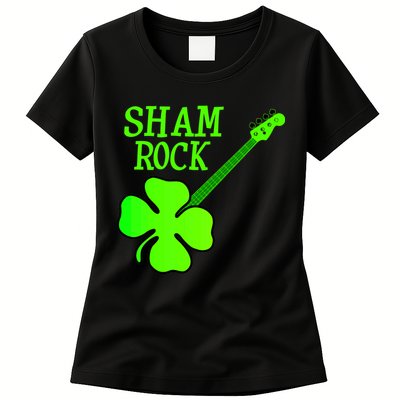 Shamrock Rocks Guitar Irish Clover Womens T-Shirt
