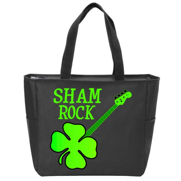 Shamrock Rocks Guitar Irish Clover Zip Tote Bag