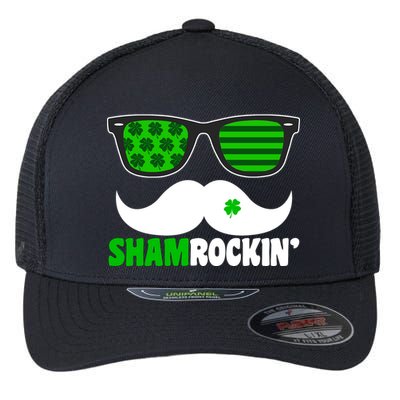 Shamrockin' Mustach Glasses Shamrock Flexfit Unipanel Trucker Cap
