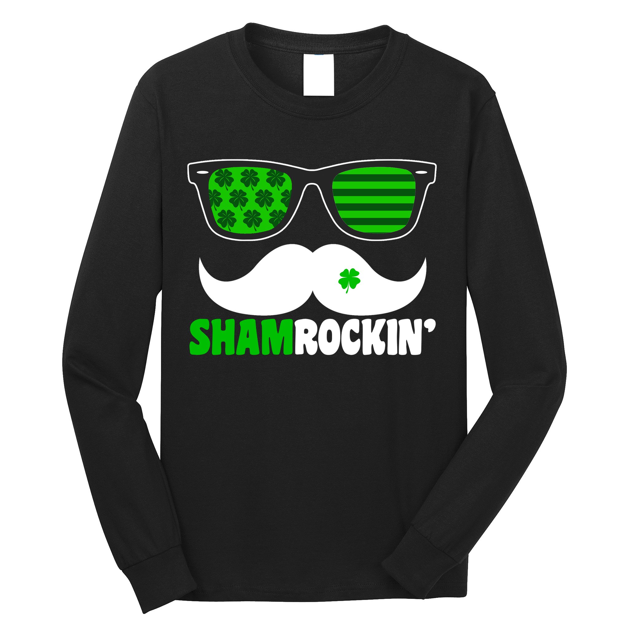 Shamrockin' Mustach Glasses Shamrock Long Sleeve Shirt