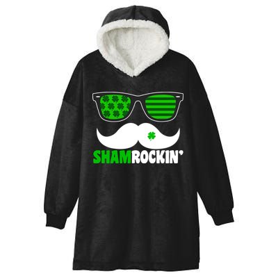 Shamrockin' Mustach Glasses Shamrock Hooded Wearable Blanket