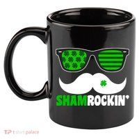 Shamrockin' Mustach Glasses Shamrock 11oz C Handle Ceramic Mug