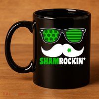 Shamrockin' Mustach Glasses Shamrock 11oz C Handle Ceramic Mug