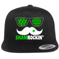 Shamrockin' Mustach Glasses Shamrock Flat Bill Trucker Hat