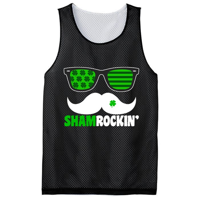 Shamrockin' Mustach Glasses Shamrock Mesh Reversible Basketball Jersey Tank