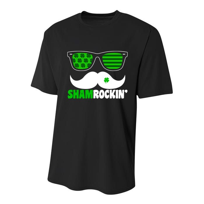 Shamrockin' Mustach Glasses Shamrock Youth Performance Sprint T-Shirt