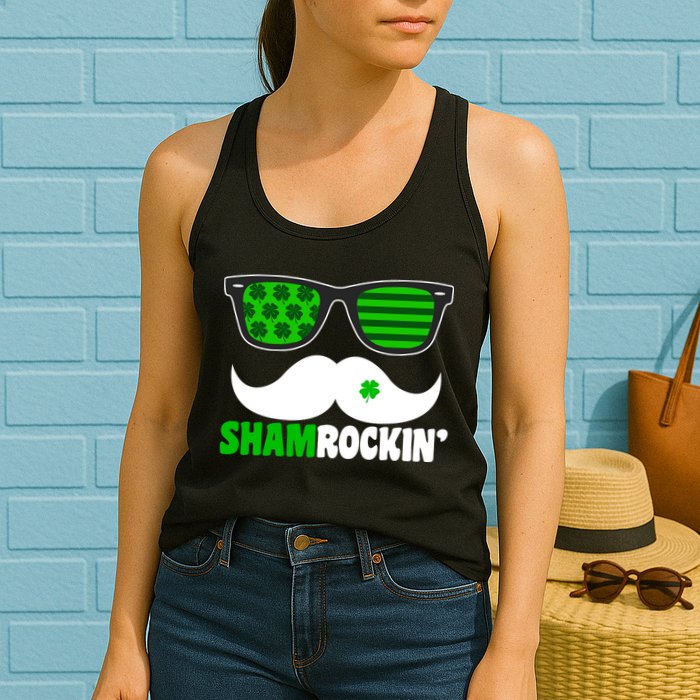 Shamrockin' Mustach Glasses Shamrock Womens Tank Top