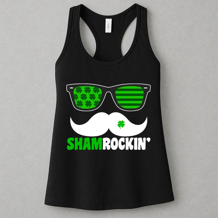 Shamrockin' Mustach Glasses Shamrock Womens Tank Top