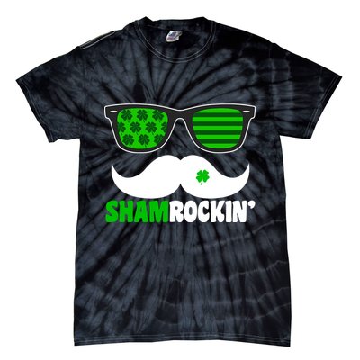 Shamrockin' Mustach Glasses Shamrock Tie-Dye T-Shirt