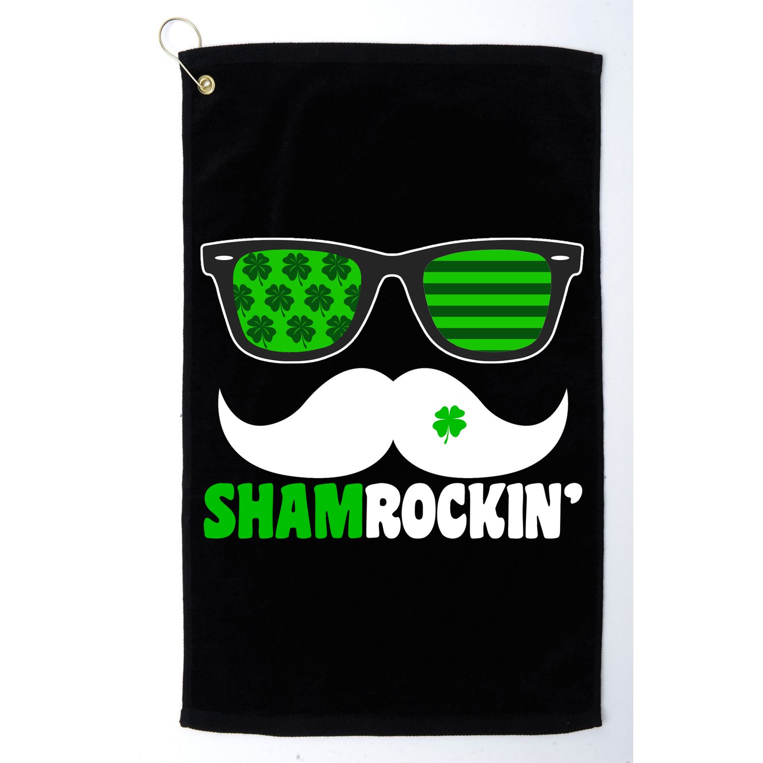 Shamrockin' Mustach Glasses Shamrock Golf Towel