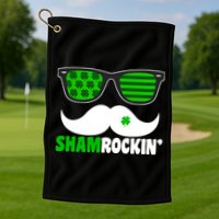 Shamrockin' Mustach Glasses Shamrock Golf Towel
