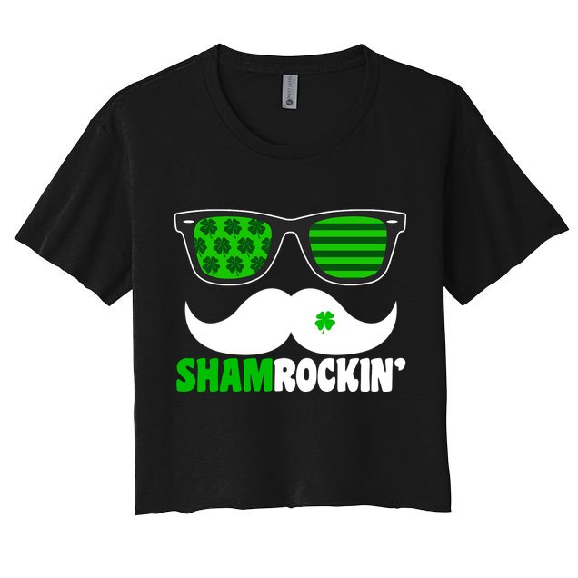 Shamrockin' Mustach Glasses Shamrock Crop Top