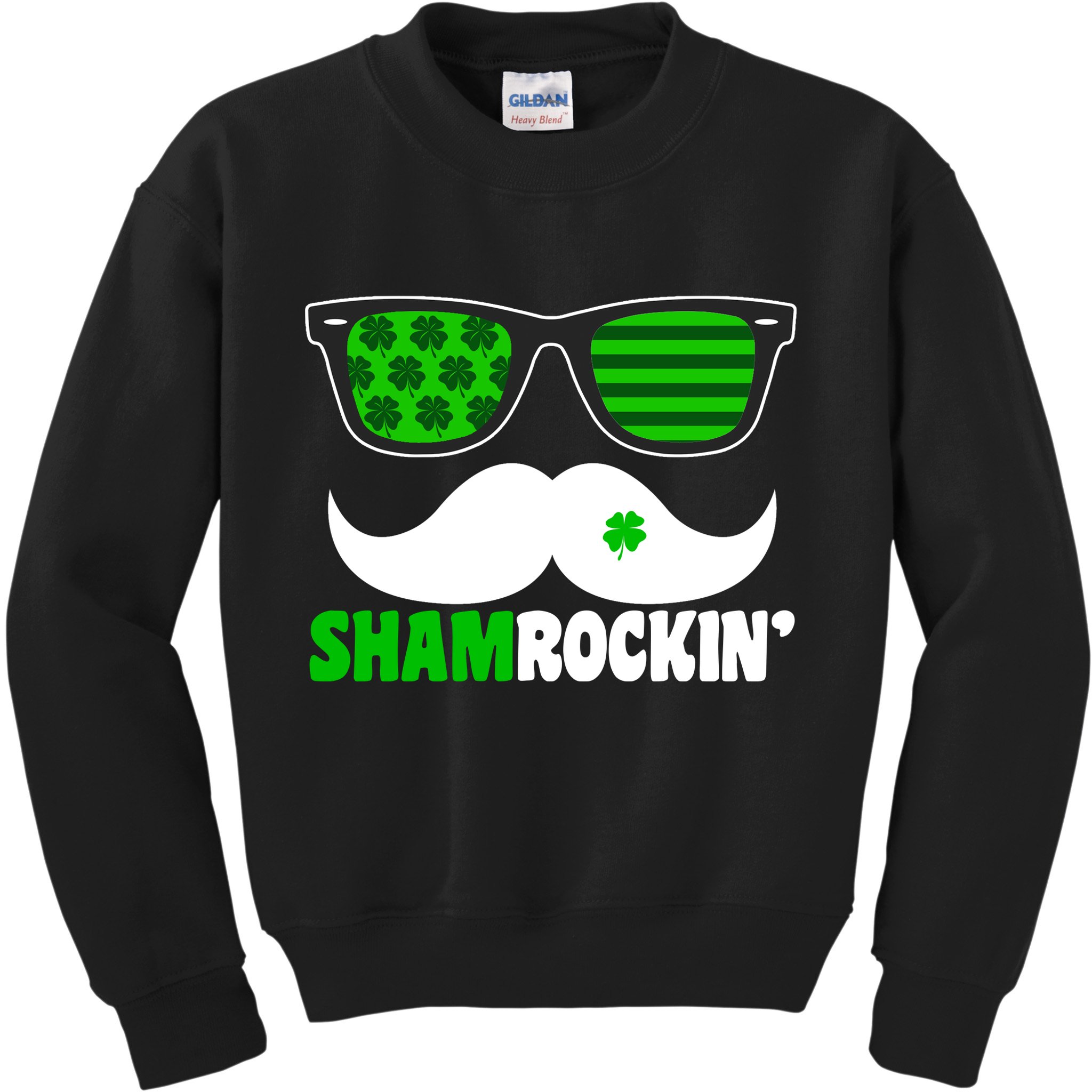 Shamrockin' Mustach Glasses Shamrock Kids Sweatshirt