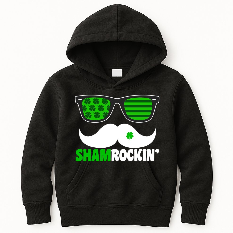 Shamrockin' Mustach Glasses Shamrock Kids Hoodie