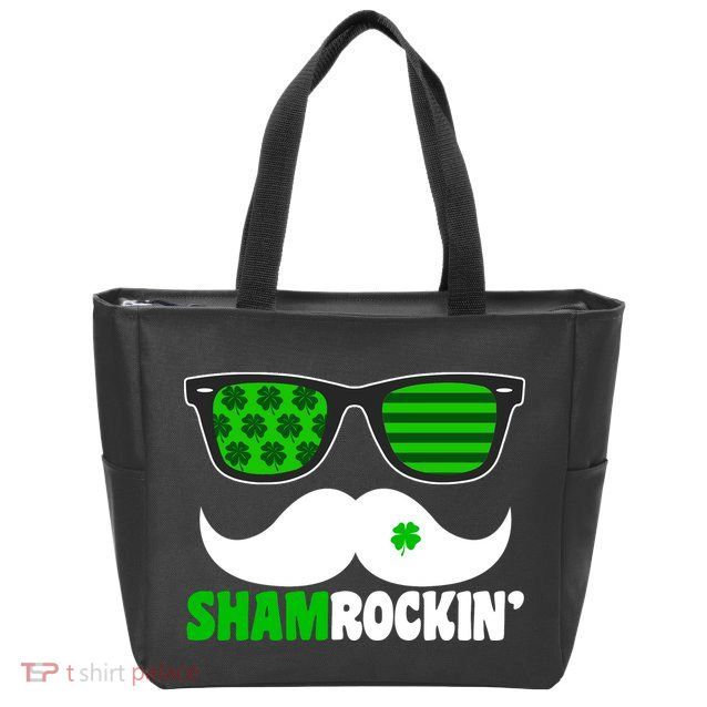 Shamrockin' Mustach Glasses Shamrock Zip Tote Bag