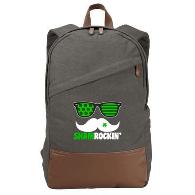 Shamrockin' Mustach Glasses Shamrock Cotton Canvas Backpack
