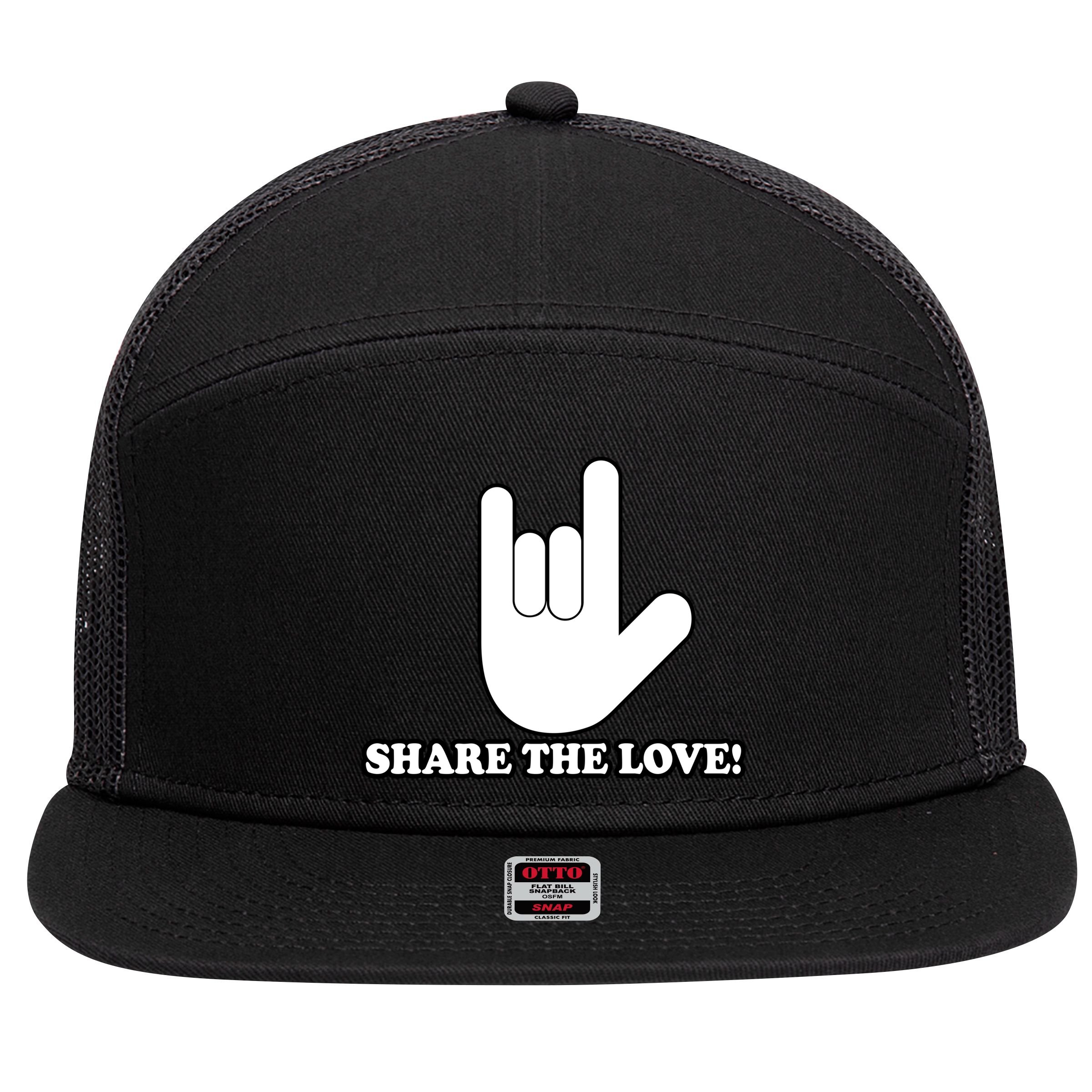 Share The Love 7 Panel Mesh Trucker Snapback Hat