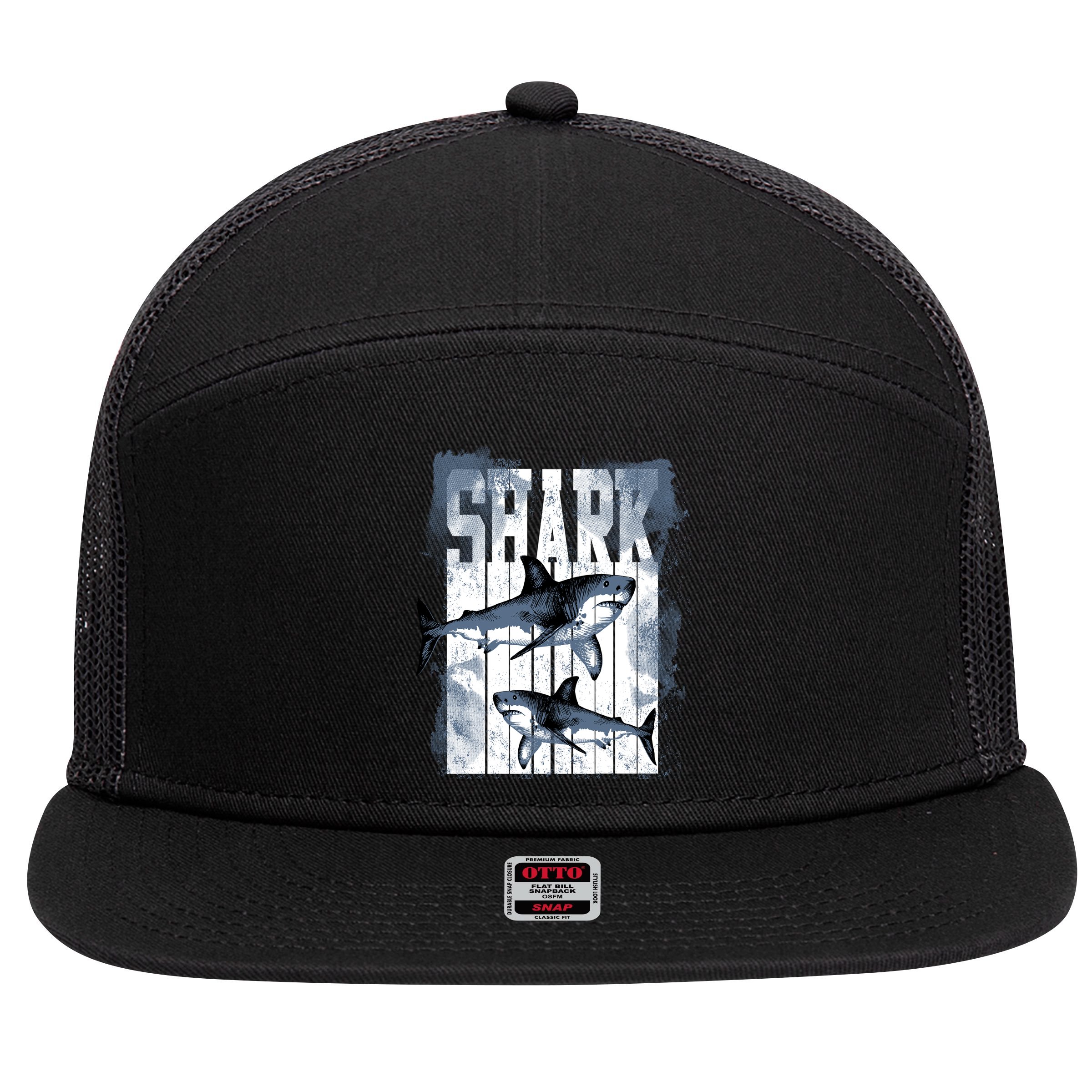 Shark 7 Panel Mesh Trucker Snapback Hat