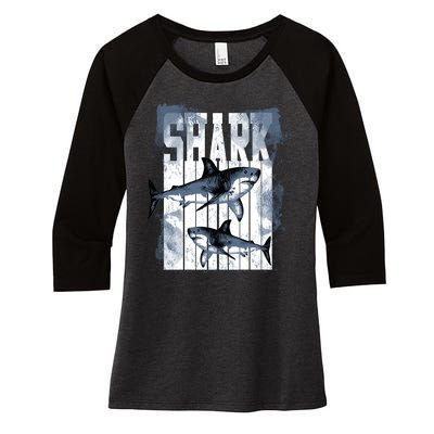 Shark Women's Tri-Blend 3/4-Sleeve Raglan Shirt