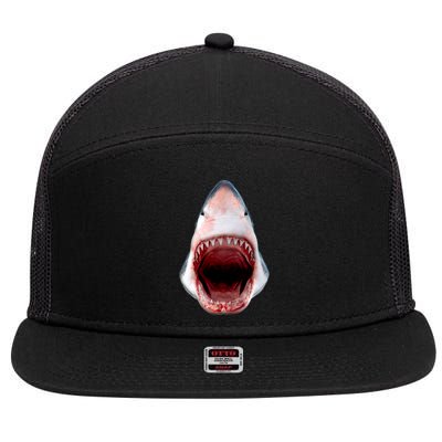 Shark Bite Close Up 3D 7 Panel Mesh Trucker Snapback Hat