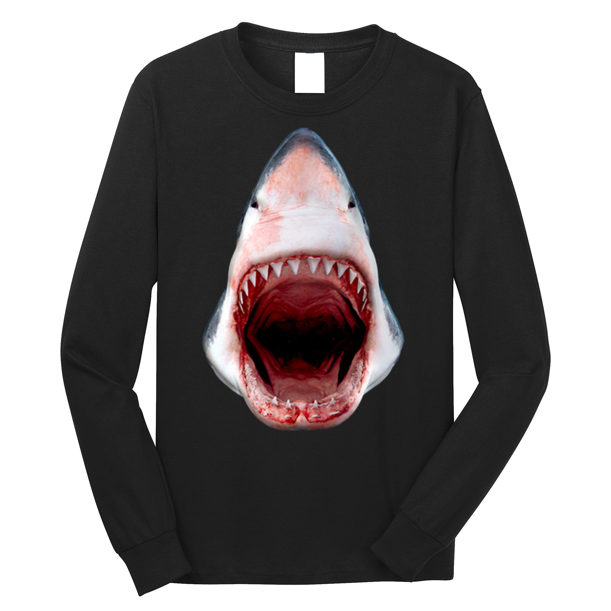 Shark Bite Close Up 3D Long Sleeve Shirt