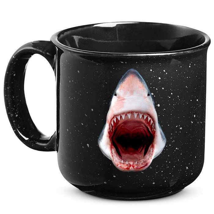 Shark Bite Close Up 3D 15oz Campfire Ceramic Mug