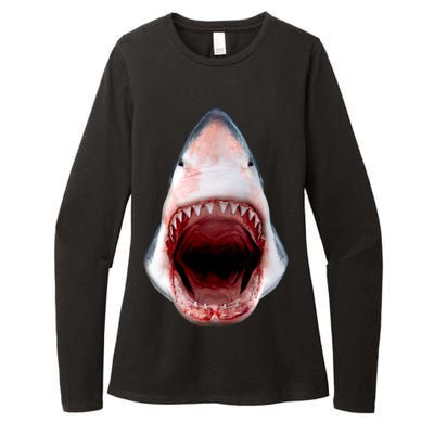 Shark Bite Close Up 3D Womens CVC Long Sleeve Shirt