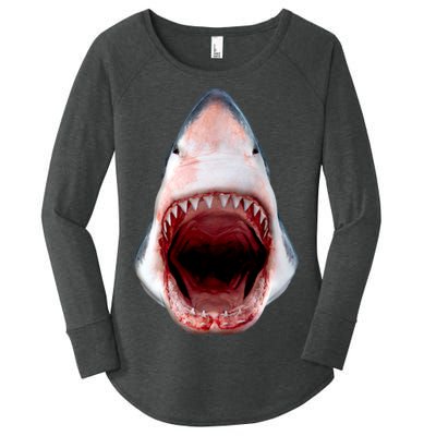 Shark Bite Close Up 3D Women's Perfect Tri Tunic Long Sleeve Shirt