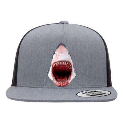 Shark Bite Close Up 3D Flat Bill Trucker Hat