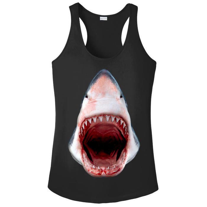 Shark Bite Close Up 3D Ladies PosiCharge Competitor Racerback Tank