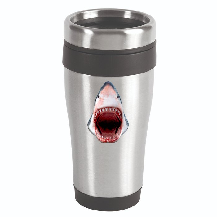 Shark Bite Close Up 3D 16oz Travel Tumbler
