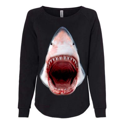 Shark Bite Close Up 3D Womens California Wash Sweatshirt