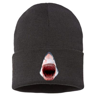 Shark Bite Close Up 3D Sustainable Knit Beanie