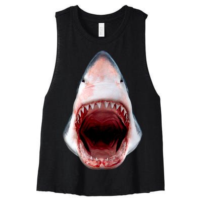 Shark Bite Close Up 3D Women's Racerback Cropped Tank