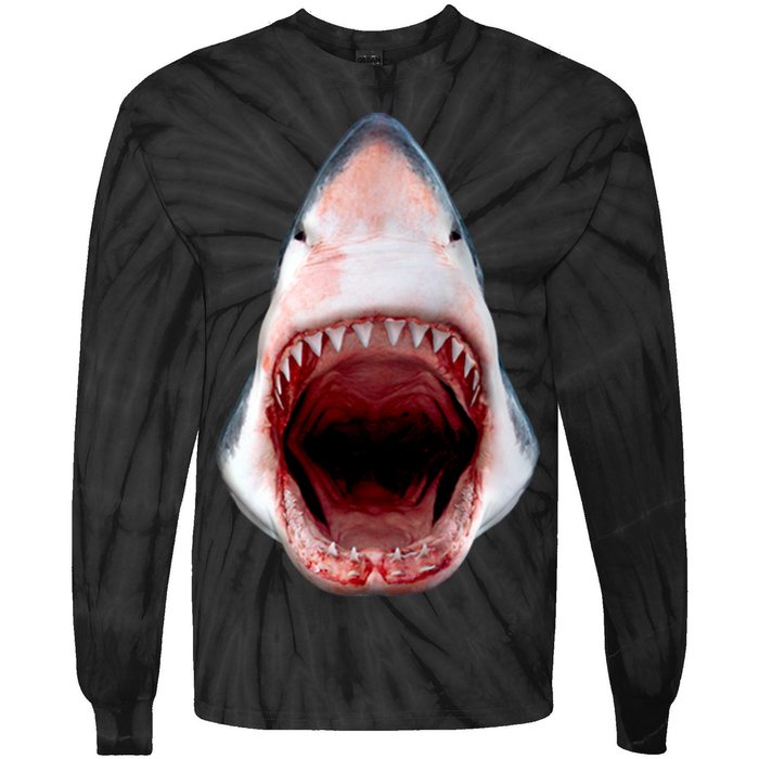 Shark Bite Close Up 3D Tie-Dye Long Sleeve Shirt