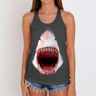 Shark Bite Close Up 3D Women's Knotted Racerback Tank