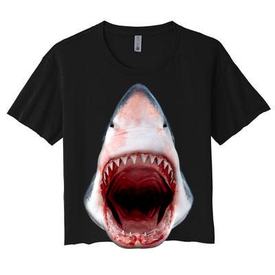 Shark Bite Close Up 3D Women's Crop Top Tee