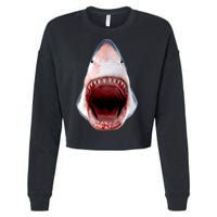 Shark Bite Close Up 3D Cropped Pullover Crew