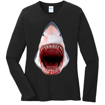 Shark Bite Close Up 3D Ladies Long Sleeve Shirt