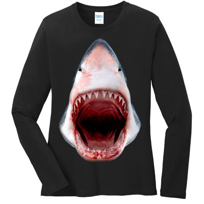 Shark Bite Close Up 3D Ladies Long Sleeve Shirt