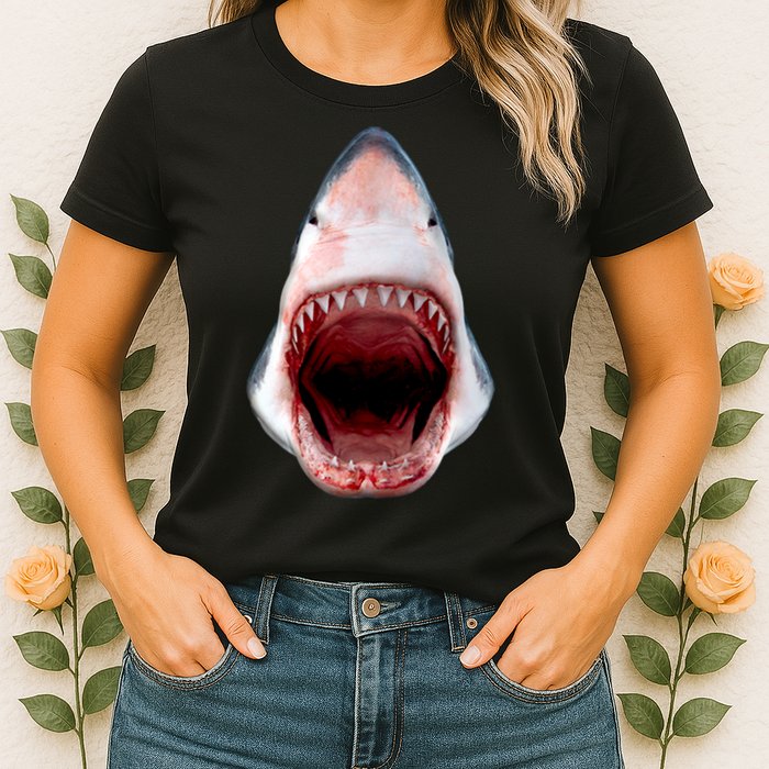 Shark Bite Close Up 3D Womens T-Shirt