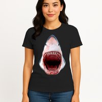 Shark Bite Close Up 3D Womens T-Shirt