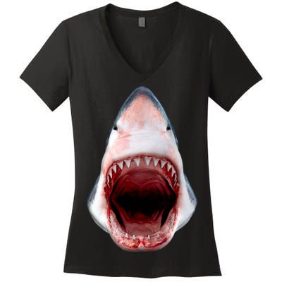 Shark Bite Close Up 3D Women's V-Neck T-Shirt