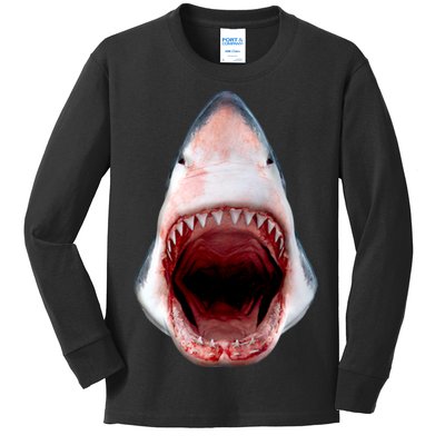 Shark Bite Close Up 3D Kids Long Sleeve Shirt