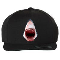 Shark Bite Close Up 3D Wool Snapback Cap