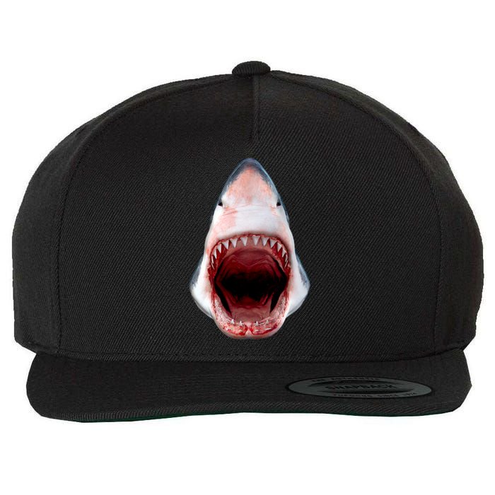 Shark Bite Close Up 3D Wool Snapback Cap